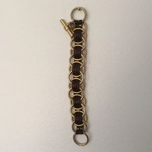 Fixation gold and brown leather bracelet